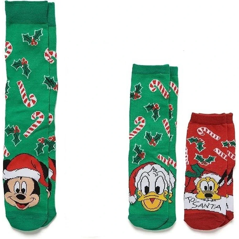 Disney Mickey Donald Duck and Pluto Matching Family Pack Holiday Sock Set 3 Pair